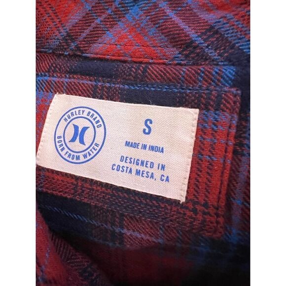 Hurley Men's Flannel Plaid Button-Down Shirt (SUNDRIED TOMATO) Size Small - Picture 9 of 9